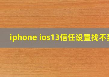 iphone ios13信任设置找不到